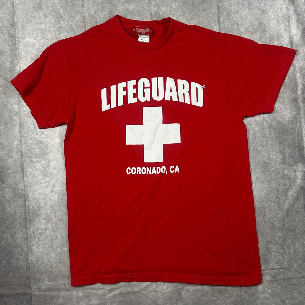 Lifeguard Coronado CA T-Shirt Mens M Red Graphic Short Sleeve Tee Cotton Surfer